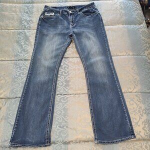 Love Indigo medium wash blue jeans, VG used condition, size 14